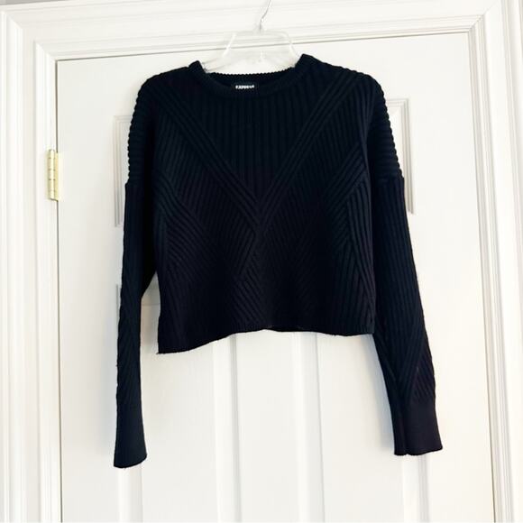 Express Ribbed Design Crew Neck Sweater Black Pullover Knit XS Long Sleeve 2022 - Picture 7 of 13